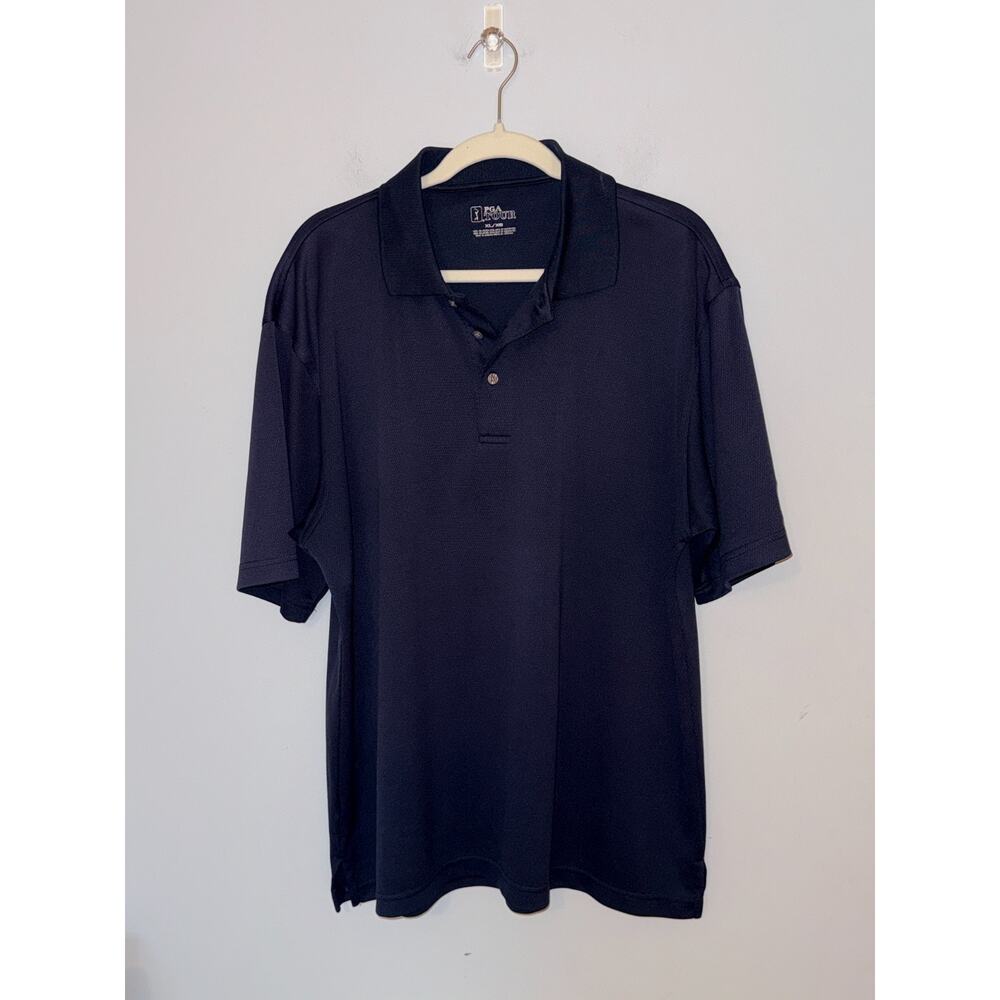 PGA Tour Mens Golf Polo Size XL Navy Blue Short Sleeve Performance Lightweight